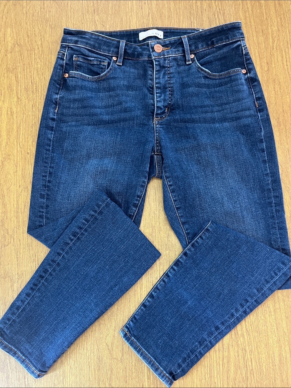LOFT Women's Dark Blue Denim Jeans, Curvey Skinny 5 Pocket, No Distress, Sz 8/29